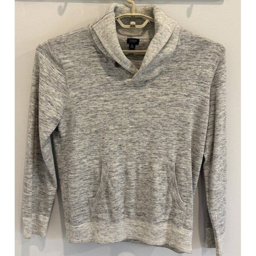 J‎ Crew Shawl Collar Grandpa Gray Pocket Front Sweatshirt Button Mens M